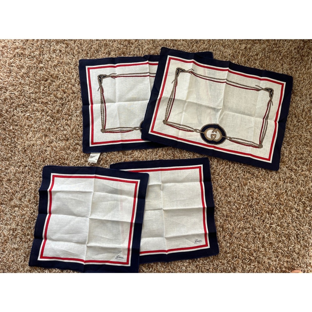 Vintage Gucci Table Linens 2 Placemats and 2 Napkins‎ Linen Cotton Blend